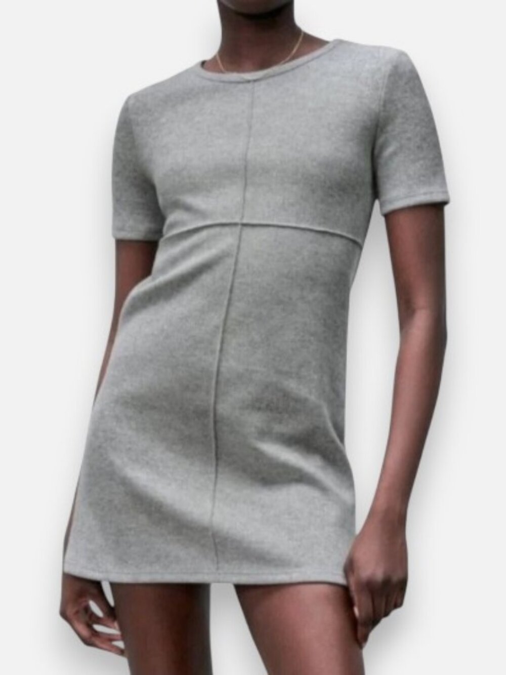 Zara short sleeve mini sweater dress grey women's size L
